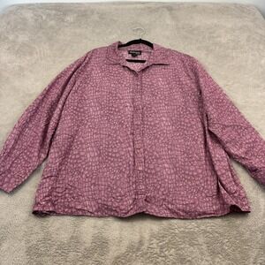 Style & Co Button Front Shirt Womens 24W Purple Croc‎ Print Long Sleeve Mature
